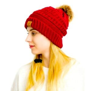 CC Chic Beanie Pom Pom Hat Red